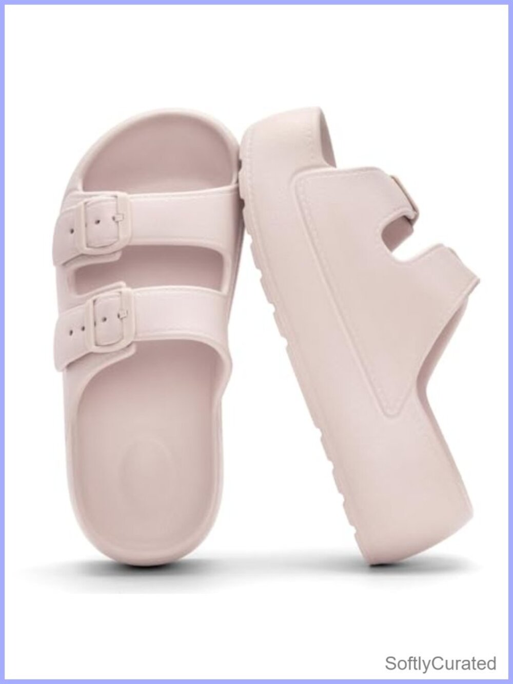 Platform Slide Sandals Open Toe Double Buckle Adjustable EVA